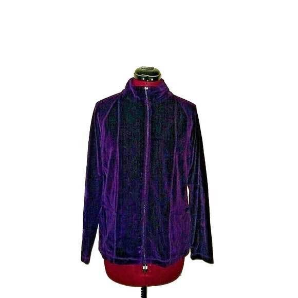 Rafaella Petites Sweater Jacket Size Small Purple  Full Zip Pockets Mock… - Picture 7 of 10